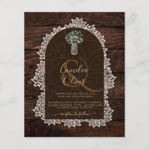 Prospectus 11,4 Cm X 14,2 Cm BUDGET Faire-part de mariage photo Dentelle de boi