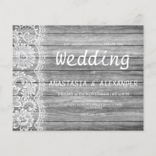 Prospectus 11,4 Cm X 14,2 Cm Budget faire-part de mariage rustique.