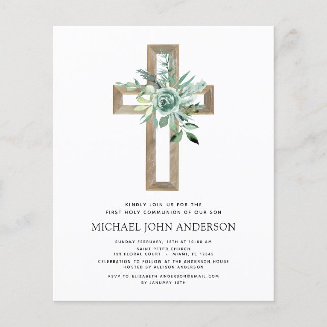 Prospectus 11,4 Cm X 14,2 Cm Budget First Holy Communion Greenery Eucalyptus (Devant)