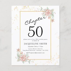 Prospectus 11,4 Cm X 14,2 Cm Budget Floral 50e anniversaire Invitation