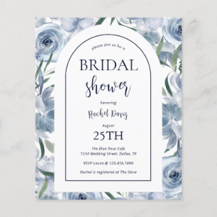Prospectus 11,4 Cm X 14,2 Cm Budget Floral Dusty Blue Bridal Shower Invitation