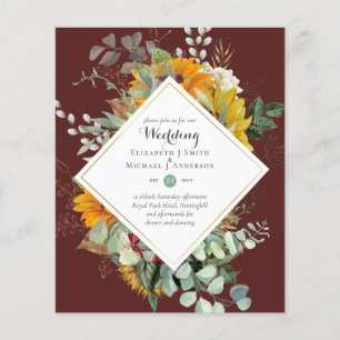 Prospectus 11,4 Cm X 14,2 Cm BUDGET Floral Mariage Invitations Purple Orange