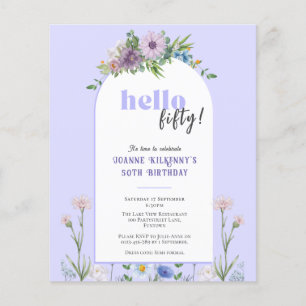 Prospectus 11,4 Cm X 14,2 Cm Budget Florals Lavender Invitation d'anniversaire
