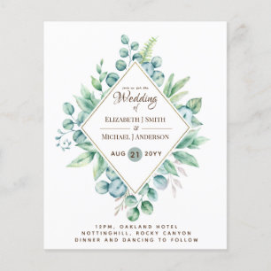 Prospectus 11,4 Cm X 14,2 Cm Budget FLYER Papier vert Eucalyptus Mariage