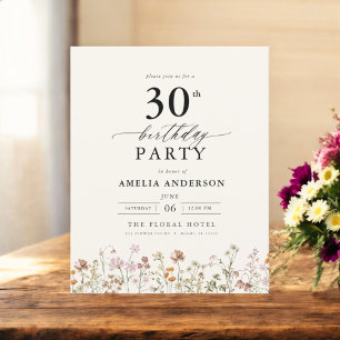 Prospectus 11,4 Cm X 14,2 Cm Budget Garden Floral 30e anniversaire Invitation