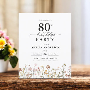 Prospectus 11,4 Cm X 14,2 Cm Budget Garden Floral 80e Invitation anniversaire