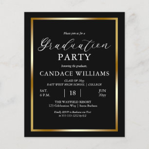 Prospectus 11,4 Cm X 14,2 Cm Budget Gold Cadre Minimaliste Parti Invitation Fly