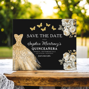 Prospectus 11,4 Cm X 14,2 Cm Budget Gold Enregistrer la date Anniversaire Quinc