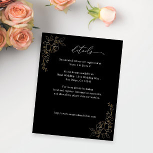 Prospectus 11,4 Cm X 14,2 Cm Budget Gold Linal Détails floral sur Noir