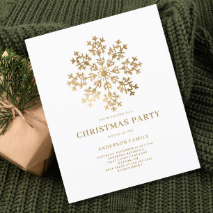 Prospectus 11,4 Cm X 14,2 Cm Budget Gold Snowflake Noël Invitation