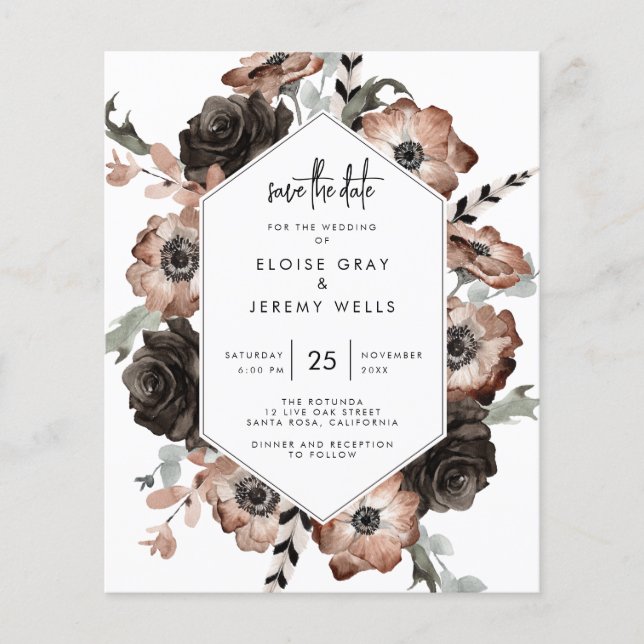 Prospectus 11,4 Cm X 14,2 Cm BUDGET Gothic Boho Enregistrer la date (Devant)