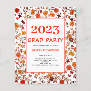 Prospectus 11,4 Cm X 14,2 Cm Budget Graduation Retro Floral Party Invitation