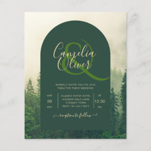 Prospectus 11,4 Cm X 14,2 Cm BUDGET Green Forest Pine Trees Mariage INVITER