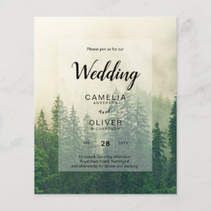 Prospectus 11,4 Cm X 14,2 Cm BUDGET Green Forest Pine Trees Mariage INVITER