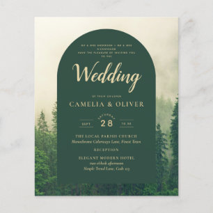 Prospectus 11,4 Cm X 14,2 Cm BUDGET Green Forest Pine Trees Mariage INVITER