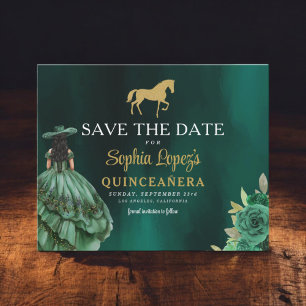 Prospectus 11,4 Cm X 14,2 Cm Budget Green Gold Quinceanera Enregistrer la date