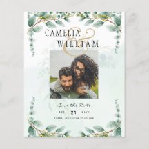 BUDGET Greenery PHOTO Wedding Save The Date QRcode
