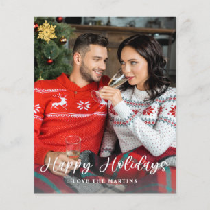 Prospectus 11,4 Cm X 14,2 Cm Budget Happy Holidays Fun Script Photo Vertical