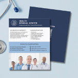 Prospectus 11,4 Cm X 14,2 Cm Budget Healthcare Clinic Doctor Logo QR Code<br><div class="desc">Custom Healthcare Clinic Flyer – Editable Medical Marketing Template. Promote your clinic, medical practice, or wellness services with this professionally designed flyer template. Perfect for doctors, healthcare providers, and private practices, this flyer includes space for your logo, photo, custom text, QR code, and social media icons—making it easy to share...</div>