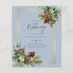 Prospectus 11,4 Cm X 14,2 Cm BUDGET Hiver Baies rouges Pine Cônes Mariage