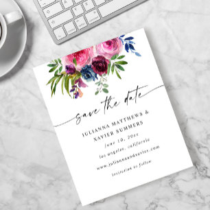 Prospectus 11,4 Cm X 14,2 Cm Budget Hot Pink & Navy Blue Enregistrer la date V3