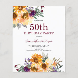 Prospectus 11,4 Cm X 14,2 Cm Budget Invitation au tournesol 50e anniversaire