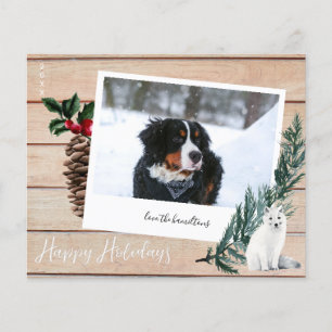 Prospectus 11,4 Cm X 14,2 Cm Budget Joyeux Noël Bois, Chien & Photo Instantané