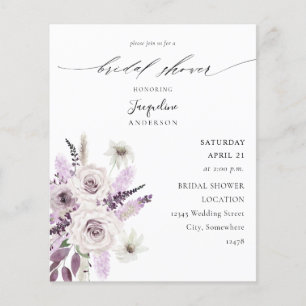 Prospectus 11,4 Cm X 14,2 Cm Budget Lavande Fleurs Violettes Baby Shower Mariée