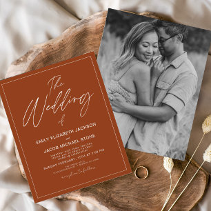 Prospectus 11,4 Cm X 14,2 Cm Budget Le Mariage de Burnt Orange Photo Elegant