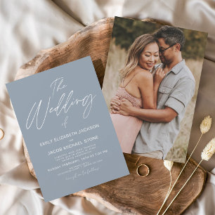 Prospectus 11,4 Cm X 14,2 Cm Budget Le Mariage de Dusty Blue Photo Typographie