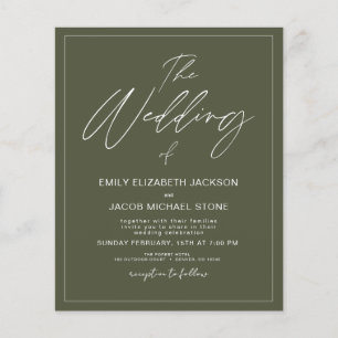 Prospectus 11,4 Cm X 14,2 Cm Budget Le Mariage de la Typographie Moderne Vert S