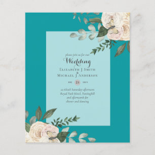 Prospectus 11,4 Cm X 14,2 Cm BUDGET LE PLUS BAS Blanc Roses Mariage Invitations