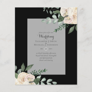 Prospectus 11,4 Cm X 14,2 Cm BUDGET LE PLUS BAS Blanc Roses Mariage Invitations