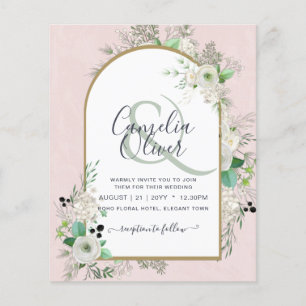 Prospectus 11,4 Cm X 14,2 Cm Budget le plus bas blanc Roses mariage invite Arch