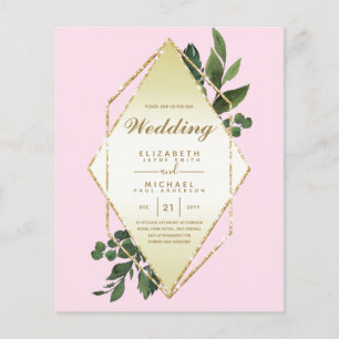 Prospectus 11,4 Cm X 14,2 Cm BUDGET LE PLUS BAS Invitations Mariages Cadre verd
