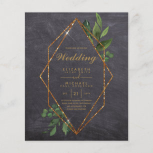 Prospectus 11,4 Cm X 14,2 Cm BUDGET LE PLUS BAS Invitations Mariages Cadre verd