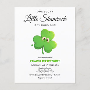 Prospectus 11,4 Cm X 14,2 Cm Budget Lucky Little Shamrock 1er anniversaire Invi