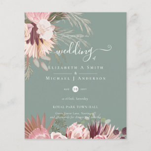 Prospectus 11,4 Cm X 14,2 Cm BUDGET Mariage Bourgogne Vin Herbe de Pampa Tropic
