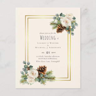Prospectus 11,4 Cm X 14,2 Cm BUDGET Mariage d'hiver Roses blanches poussière d
