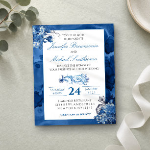 Prospectus 11,4 Cm X 14,2 Cm Budget mariage élégant floral ombré bleu