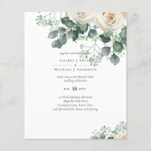 Prospectus 11,4 Cm X 14,2 Cm Budget Mariage Feuille de White Roses Sage Eucalyp