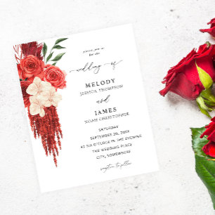 Prospectus 11,4 Cm X 14,2 Cm Budget Mariage Floral rouge