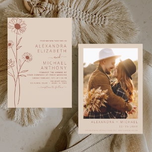 Prospectus 11,4 Cm X 14,2 Cm Budget Mariage minimaliste Terracotta photo floral