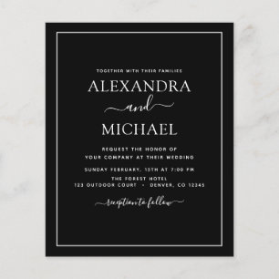 Prospectus 11,4 Cm X 14,2 Cm Budget Mariage noir blanc avec invitation photo F