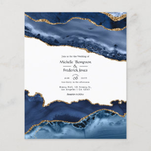 Prospectus 11,4 Cm X 14,2 Cm Budget Marine et Gold Agate Faire-part de mariage