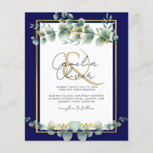 Prospectus 11,4 Cm X 14,2 Cm BUDGET MARINE OR Eucalyptus Mariage Inviter QR COD