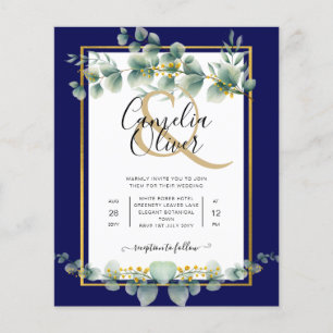 Prospectus 11,4 Cm X 14,2 Cm BUDGET MARINE OR Eucalyptus Mariage Inviter QR COD