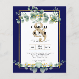 Prospectus 11,4 Cm X 14,2 Cm BUDGET MARINE OR Eucalyptus Mariage Inviter QR COD