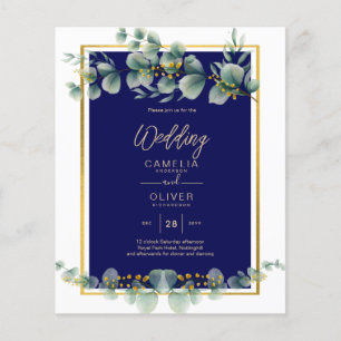Prospectus 11,4 Cm X 14,2 Cm BUDGET MARINE OR Eucalyptus Mariage Inviter QR COD