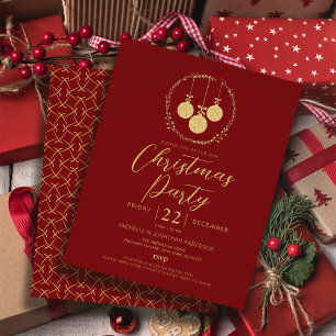 Prospectus 11,4 Cm X 14,2 Cm Budget Maroon Gold Parties scintillant Noël Invita